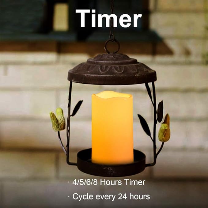 salipt Flameless Candles, LED Flickering Candles Set of 6 (H 6" xD 3") Battery Operated Candles,Waterproof Flameless Candles, Resin Plastic, Indoor Outdoor Use, Lvory White