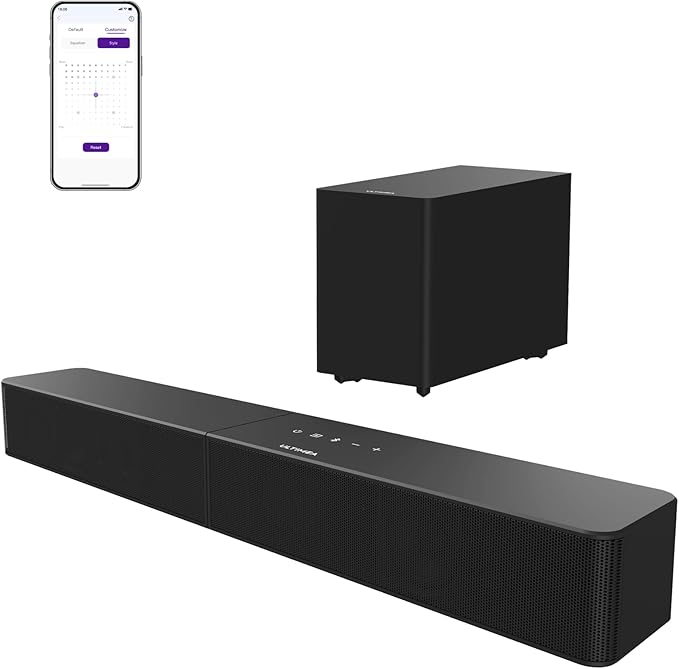 ULTIMEA 2.1ch Surround Sound Bar with Wireless Subwoofer, VoiceMX & BassMX, App Control, 240W Peak Power Soundbar for Smart TV, Adjustable Bass, HDMI, Optical, Bluetooth 6.0, Poseidon M30 (2026 Model)