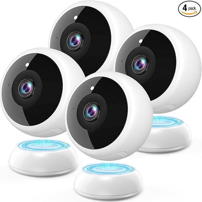 Magnetic Security Camera Wireless - 4Pack AI Motion Detection, 2K HD Video, Battery Powered, Ease of Setup, 2-Way Audio,IR Color Night Vision, Waterproof, Outdoor & Indoor Surveillance
