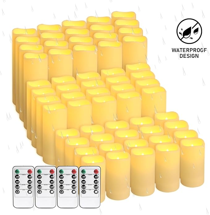 48- Pack of 3 Sizes of LED Flameless Candles.This Candle is Suitable for café, Fancy Restaurant, Bookstore and Other Scenes to Create a Relaxing and Romantic Atmosphere.