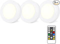 Wireless LED Puck Lights with RF Remote(3-Pack), Battery Operated Under Cabinet Lights, Color Changing Stick On Lights,Dimmable Tap Light with Timmer for Closet Bedroom Kitchen Drawer Counter