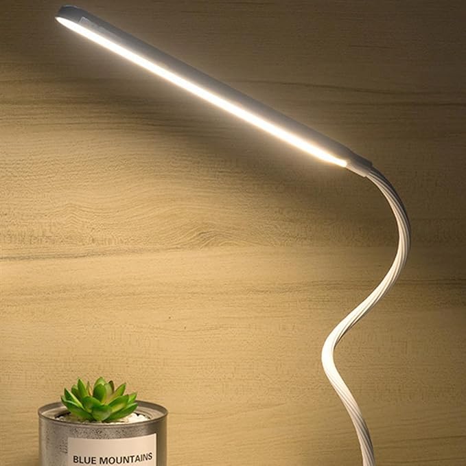 jojofuny Adjustable Reading Lamp with Flexible Gooseneck Eye Protection LED Desk Light Color Temperatures Smooth Brightness Portable Night Lamp for Bed Study and Office Use White