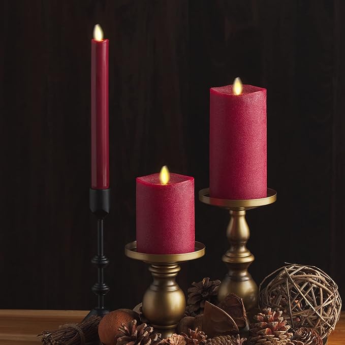 Luminara - Flameless LED Battery Operated Flickering Pillar Candles - Red - Pack of 1-3x6.5 - Realistic Moving Flame Real Wax Indoor/Outdoor Decor