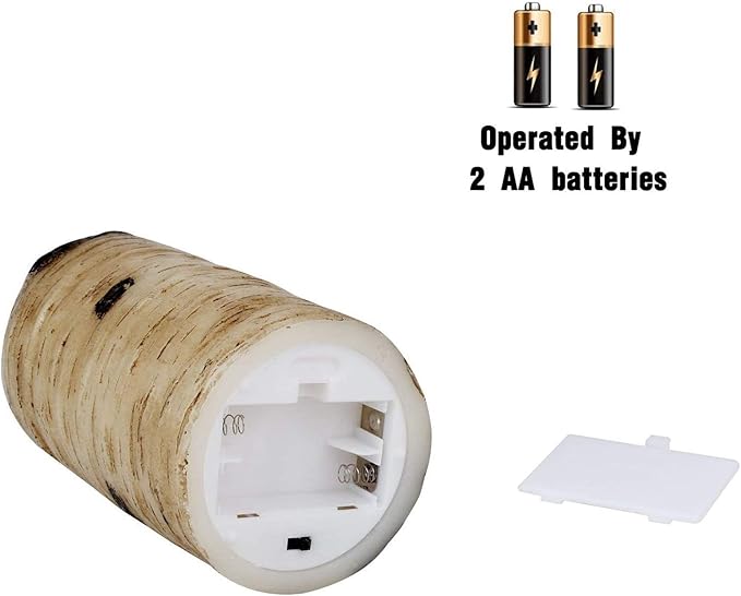 Birch Bark Effect Flameless Candles Battery Operated Pillar Real Wax Flickering Electric LED Candle Sets with Remote Control Cycling 24 Hours Timer, 4" 5" 6" Pack of 3
