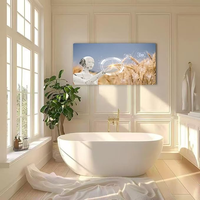 Wibinuki Wall Art Wall Decor Wall Paintings Smart virtual artificial intelligence (AI) robot is inspecting a for Living Room Bedroom Bathroom Home Decor Can Be Hung Directly 20"x 40"