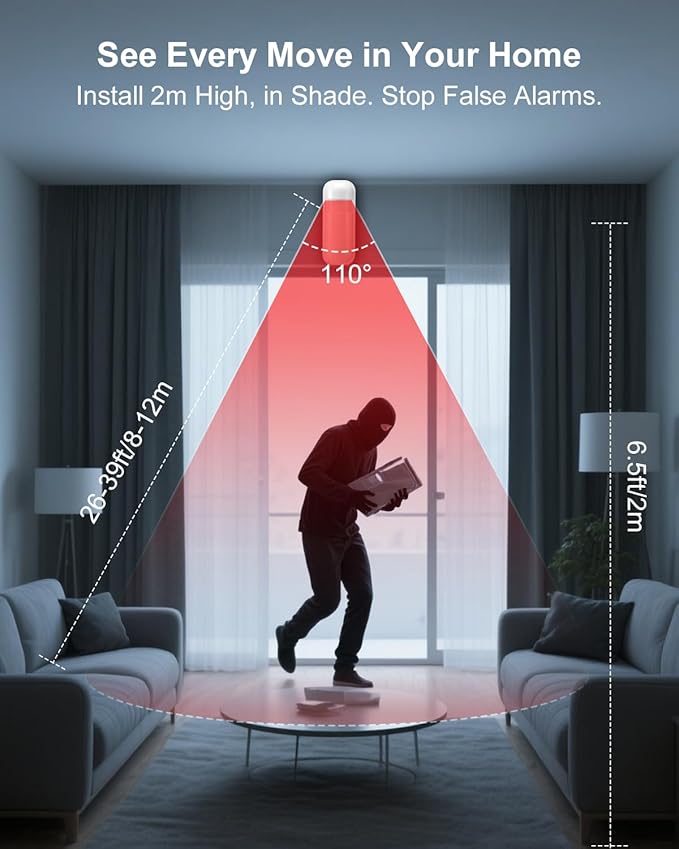 Alarm System for Home Security - Wireless Home Burglar Security System, Expandable, Standalone Keypad, Door/Window Sensors & Motion Detectors & Remote, App Alerts, No Monthly Fee, Alexa Compatible