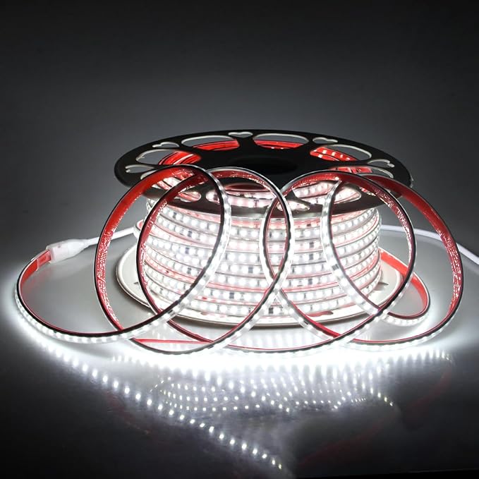 Aclorol 45M Outdoor Led Strip Lights Waterproof 150FT AC 110V-130V Flexible LED Rope Lights Outdoor Cool White 6000K Cuttable LED Lights String for Garden Patio Indoor Decorative Lighting 120LEDs/M