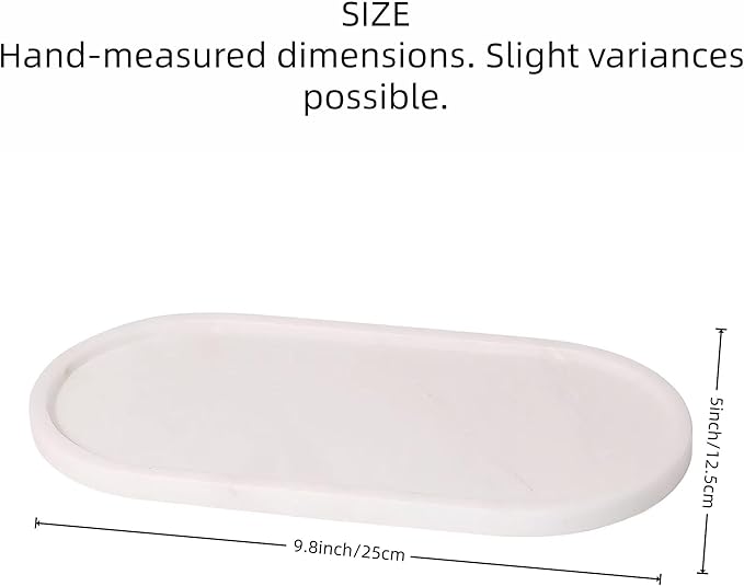 Marble Vanity Tray Organizer - 9.8"x5" Italy Natural Stone Decorative Tray，Jewelry, Perfume & Candle Display Tray，Bathroom Vanity, Dresser Top, Nightstand Decor