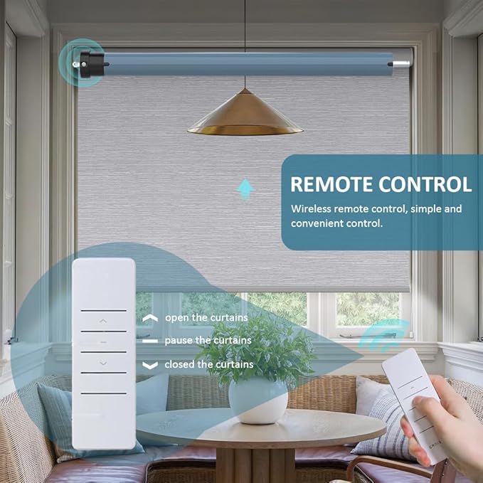Motorized Roller Shade Motor Kit, 4800mAh Rechargeable Electric Blind Motor, Remote Control Retrofit, High Torque Tubular Drive for Window Shades (13 N.m for Φ40mm (1.57") Octagonal Tube)
