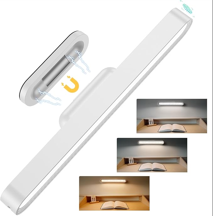 Rechargeable Magnetic Under Cabinet Lighting, 3 Colors Adjustable Mirror Lights with 50 LED, 2600mAh Battery Makeup, Touch Lights Bar for Closet Bathroom Kitchen Sink Picture