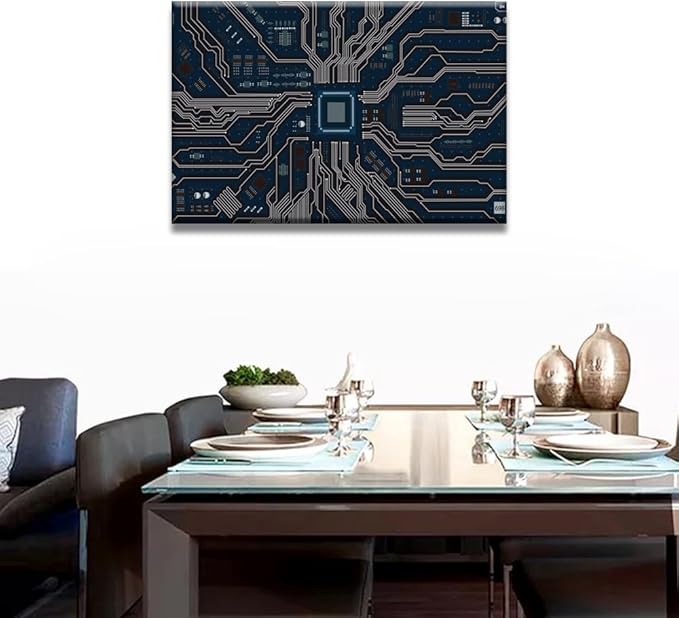 CPU Concept Canvas Wall Art Integrated Communication Processor Posters and Prints Bathroom Decor Wall Art 5 Panel Circuit Board Bedroom Poster Artwork Print on Canvas Framed Ready to Hang 24x36 INCH