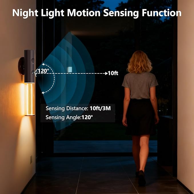 Koopala Auto-On Motion Detection Night Lamp - 3 Customizable Modes, Battery Operated LED Light for Dark Spaces (Set of 2)