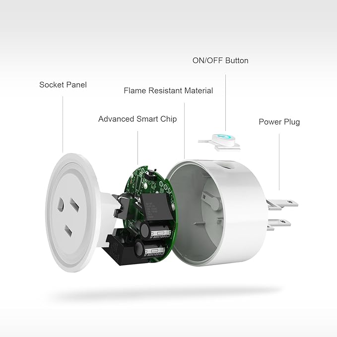 Smart Plug 2 Pack Wi-Fi Enabled Mini Smart Socket Compatible with Amazon Alexa Google Home, Remote Control Outlet with Timing Function