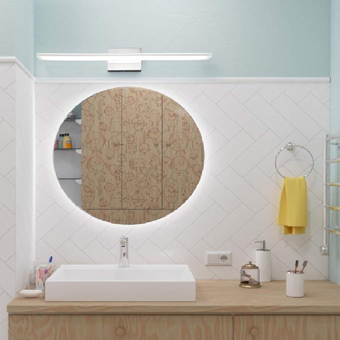 Modern Vanity Light Bar 16W Over Mirror Lights Fixtures for Bathroom Indoor LED Bath Vanity Light Chrome Bathroom Lighting Acrylic Wall Lights Fixtures for Restroom Bedroom Living Room 6000K