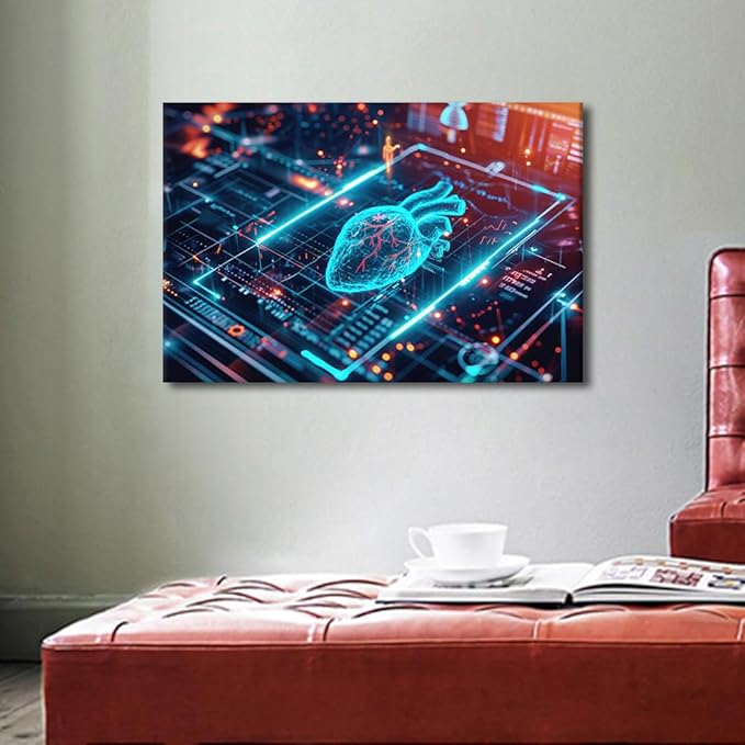 TUMOVO Modern Technology Canvas Wall Art Large Digital Wall Decor for Living Room Home Decor Decorations Computer Screen Picture Wall Decor for Bedroom Poster and Prints 16" Wx24 Hx1 Panel