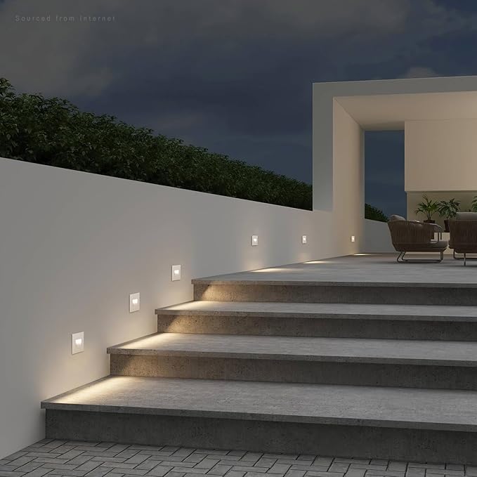 LEONLITE 5CCT 120V LED Step Lights, 3.5W 150LM 5%-100% Dimmable Indoor Outdoor Waterproof Vertical Stair Light, 2700K/3000K/3500K/4000K/5000K Selectable, CRI90, ETL, Aluminum, White, Pack of 3