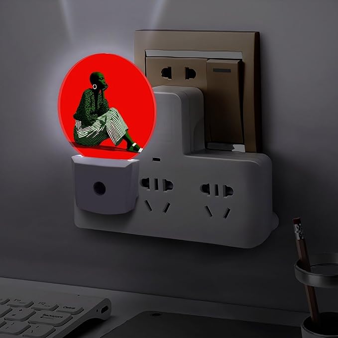 Plug in Night Light with LED & Smart Light Sensor, Striped Dialogue Auto-On/Off Night Lights Plug Into Wall for Bedroom, Bathroom, Hallway, Stairway