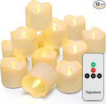 Topstone Remote Controlled Led Tea Lights,Flameless Candles with Timer,CR2450 Battery Powered Candles, Electric Votive Candle,for Festival Decoration and Wedding,Pack of 12,Warm White Light Color