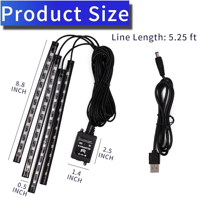 Car Led Interior Lights, 48 LED Multi Color Strip Light Under Dash Lighting Kit with APP Control, 12V Vehicle RGB Smart Music Sync Color Change Lights, Car Accessories (USB+APP)