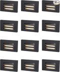 LEONLITE 12-Pack 5CCT 120V LED Step Lights, 3.5W Dimmable Horizontal Louvered Stair Lights Indoor Outdoor, Wet Location, CRI90, ETL, 2700K/3000K/3500K/4000K/5000K, Aluminum, Black