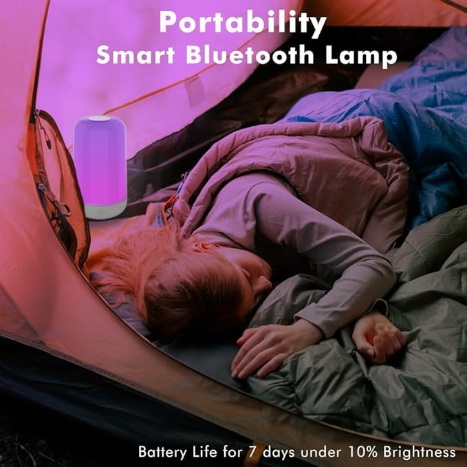 Smart Touch Table Lamp Works with App, Dimmable Small RGB Bedside Bed Lamp for Bedroom, Cordless LED Night Desk Lamp Rechargeable Color Changing Nightstand Mood Cozy Lamp for Living Room Baby Nursery.
