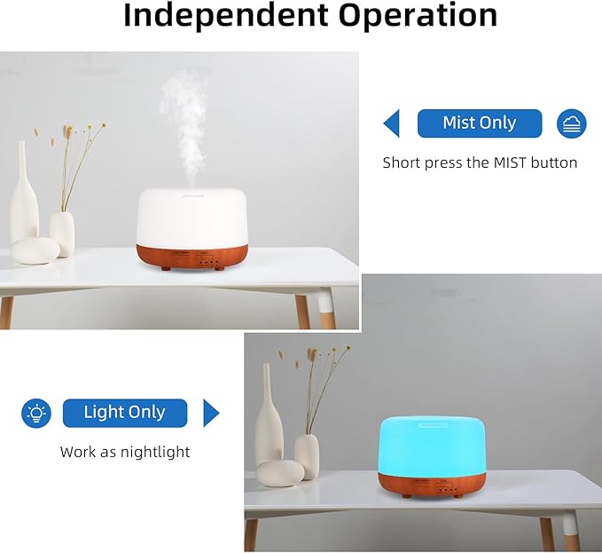 300ML Essential Oil Diffuser,Small Room Aromatherapy Diffuser, Quiet 8H Operation, 7-Color LED Light, 4 Timer, Remote Control, Auto-Off, for Bedroom, Living Room, Kitchen, Yoga, Gifts