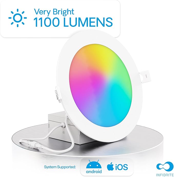 INFIBRITE 6 Inch WiFi Smart 12W 1100LM LED Recessed Ceiling Light, Dimmable, Alexa/Google, Wet Rated