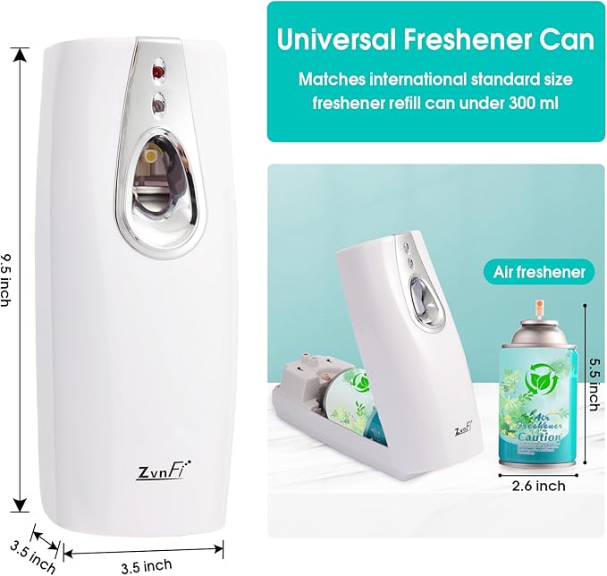 New Air Freshener Spray Automatic Fragrance Dispenser Compatible with Glade and Airwick Refill Can 5.51"x 2.6", Free Standing/Wall Mounted Auto Air Freshener Holder for Home and Bathroom