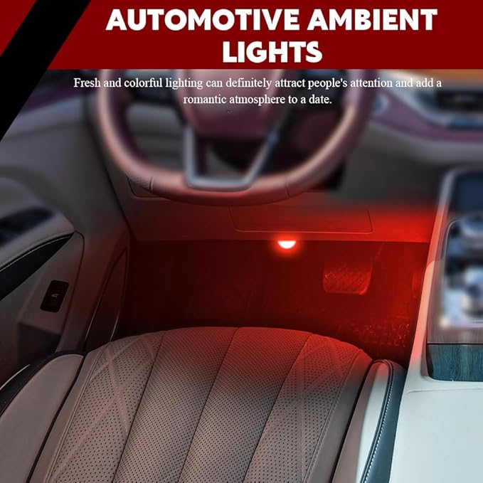 Car Interior LED Lights, Automotive Ambient Neon Light Kit with USB Port, Automotive Under Dash Decoration Night Lamp for Men and Women, 4 in 1 Decoration Lights for Car, Garden, Home, Part (Red)