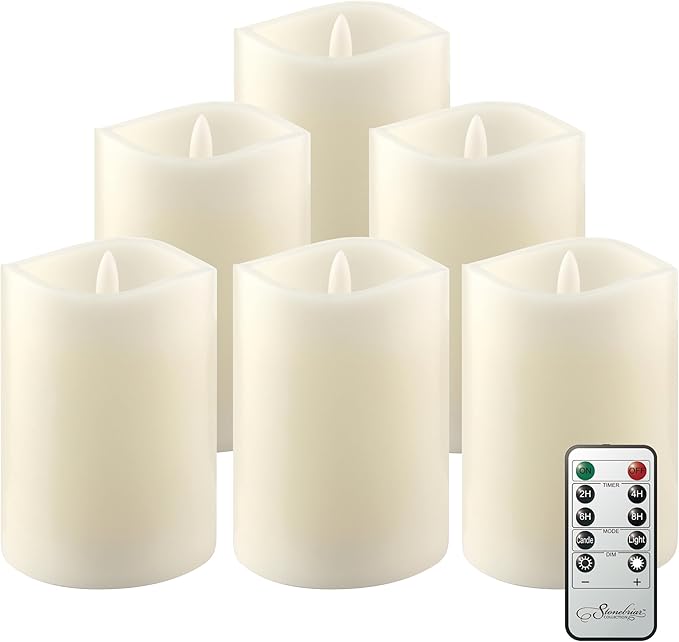 Stonebriar 3 Count Ivory Real Wax 3x4 Flameless LED Pillar Candles with Remote and Timer