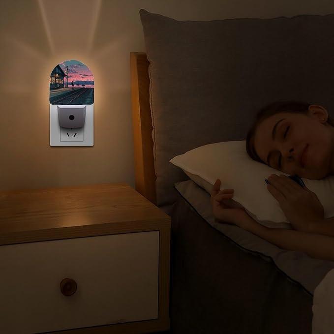 Plug in Night Light with LED & Smart Light Sensor, Track Auto-On/Off Night Lights Plug Into Wall for Bedroom, Bathroom, Hallway, Stairway
