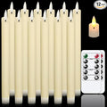 salipt Flameless Ivory Taper Candles Flickering with Timer and 10-Key Remote, Battery Operated LDE Warm 3D Wick Light Window Candles Real Wax Pack of 12, Christmas Home Wedding Decor(0.78" X 9.64")