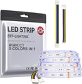 BTF-LIGHTING RGBCCT 5 Colors in 1 LED 5050SMD RGBWW RGB+Dimmable Tunable Color Temperature 2700K-6500K 16.4ft 60LEDs/m 300LEDs DC24V Multi-Colored Tape Lights IP65 White PCB(No Adapter or Controller)