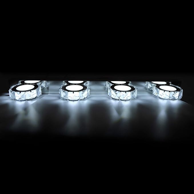Waterproof LED Mirror Front Light, 16W, 4 Lights, 85-265V, Round Makeup Lights, White - IP65 Protection, Energy Saving, Bathroom and Dressing Room Use (4 Lights)
