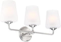 Design House Stasia Vanity Light, 3-Light, Sleek Modern Arms, Frosted Glass Glow, Dimmable, Dual-Mount Option, E26 Socket, Satin Nickel, 23.8 in L x 6.7 in W x 11.0 in H, 589291