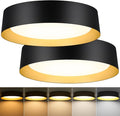 BrightHome 16in Flush Mount Ceiling Light, 3000LM 30W(300W Equiv), LED Ceiling Light Fixture 5CCT 2700K 3000K 4000K 5000K 6000K, Dimmable Ceiling Lamp for Bedroom Bathroom Hallway, Black and Gold