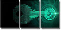 LSIUHWUWI 3 Panel Wall Art Abstract Key Made from Binary Code Fits Iinto A Lock Pictures Print on Canvas for Home Office Wall Decorations,Wooden Framed Ready to Hang, 12x16inchx3