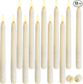 Baquler 12 Pcs Flameless Ivory Taper Candles Bulk Flickering LED Candles Taper Warm White Light LED Candlesticks for Christmas Wedding Home Decoration No Remote Control, 9.6 Inch