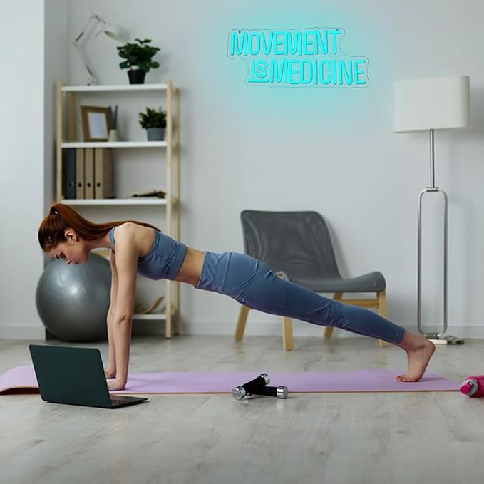 Movement Is Medicine Neon Sign for Wall Decor, Dimmable Gym Neon light, USB Powered Gym LED Light Up Sign for Sports Room, Party Bar,Fitness Club,Gym Wall Decor