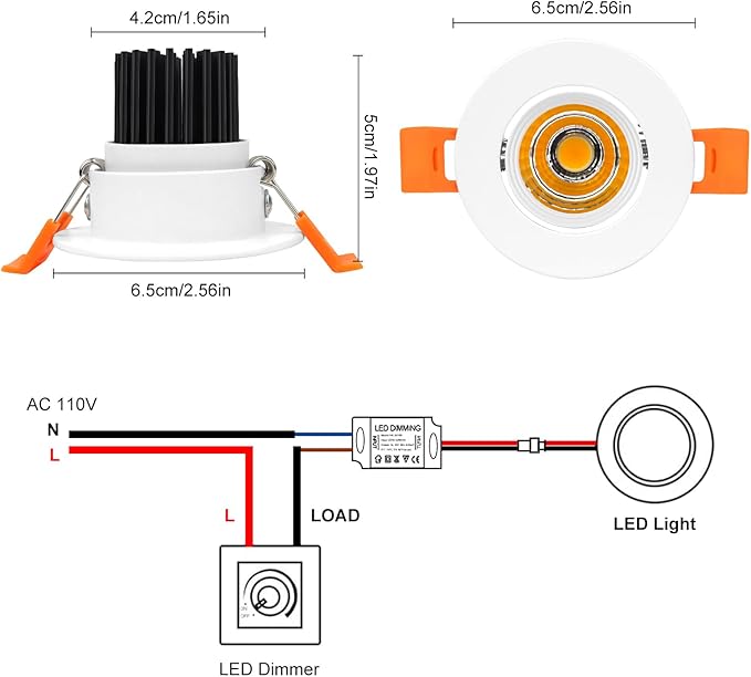 inShareplus 2 Inch LED Downlight, 3W Recessed Lighting COB Dimmable, 3000K Warm White, CRI80, Ceiling Lights with LED Driver, 12 Pack