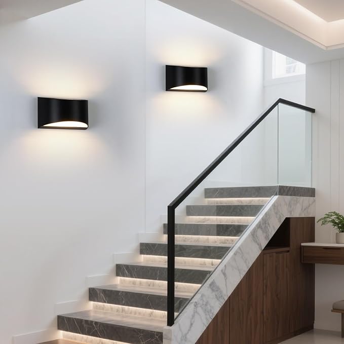 Black Modern LED Wall Sconce (with G9 Bulbs) Hardwired Indoor Wall Lights Set of 2 Up and Down Wall Mount Lamps for Hallways, Bedrooms, Hallways, Living Room 3000K Warm White