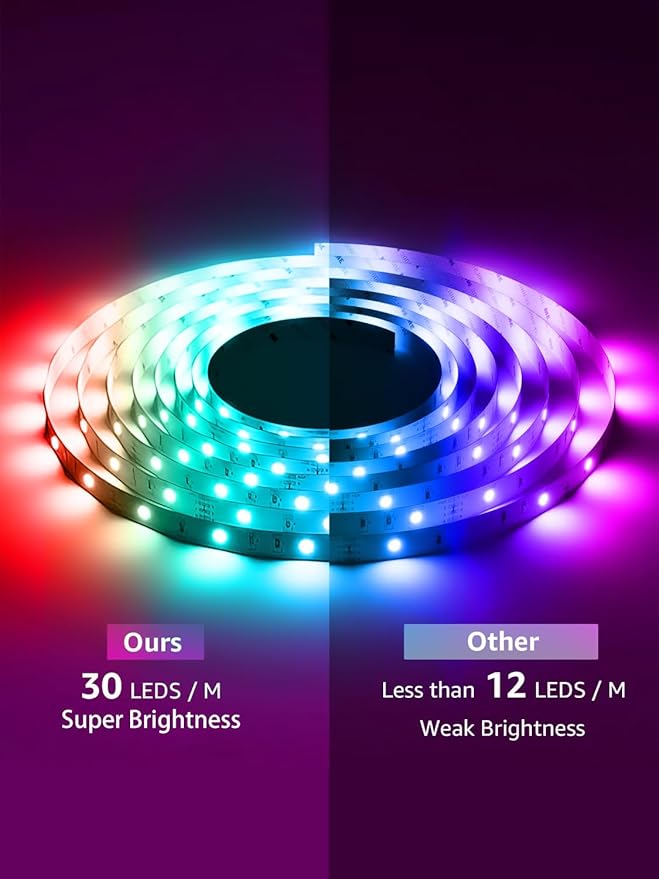 Led Lights for Bedroom 20ft 180Leds Music Sync Color Changing Led Strip Lights with 60 Key Remote and App Control RGB Led Light Strip for Home Party Room Decoration