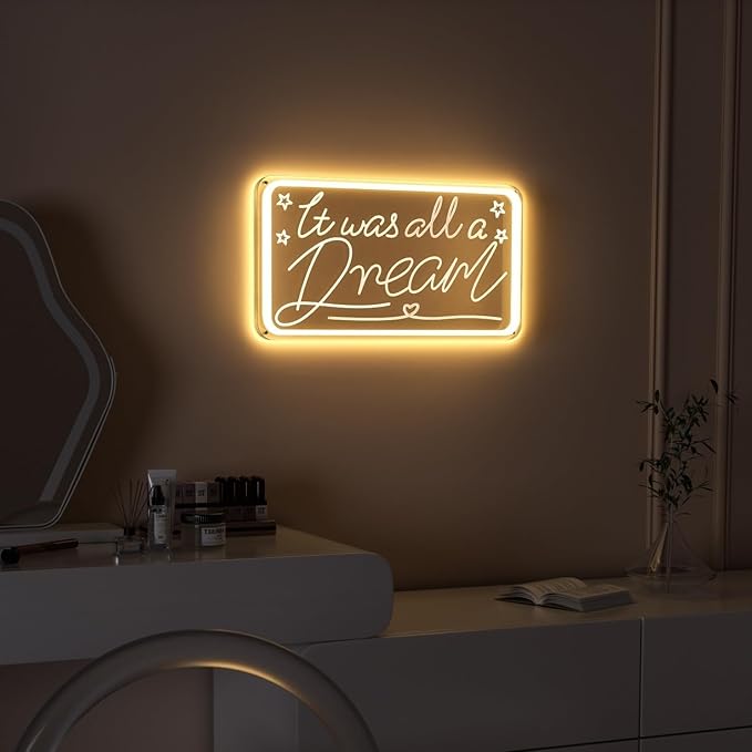 It was All a Dream LED Neon Sign for Wall Decor USB Adjustable Brightness Living Room Bars Barbers Pub Wedding Party Salon Club Gatherings Christmas Birthday Art Wall Decor