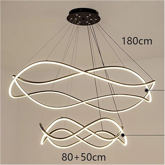 Modern Home Decor Led Lights Pendant Light Lamps for Living Room Chandeliers for Dining Hanging Indoor Lighting,Modern LED Chandelier(APP with RC Dimmable,Black-D80 50cm)