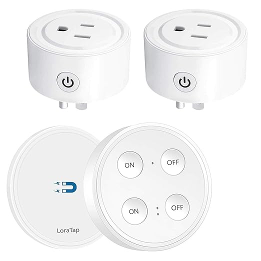 LoraTap Mini Remote Control Outlet Plug: 656ft Range — Wireless Light Switch for Household Appliances — No Wiring — 1 Remote for 2 Outlets