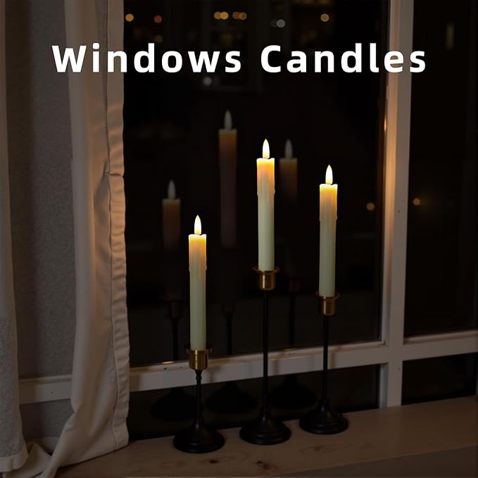 6.7 Inch Flameless Taper Candles with Remote, Short Taper Candles Battery Operated with Flickering 3D Flame, Led Candle Sticks Safe for Windowsill Wedding Home Christmas Decor, Ivory, Set of 6