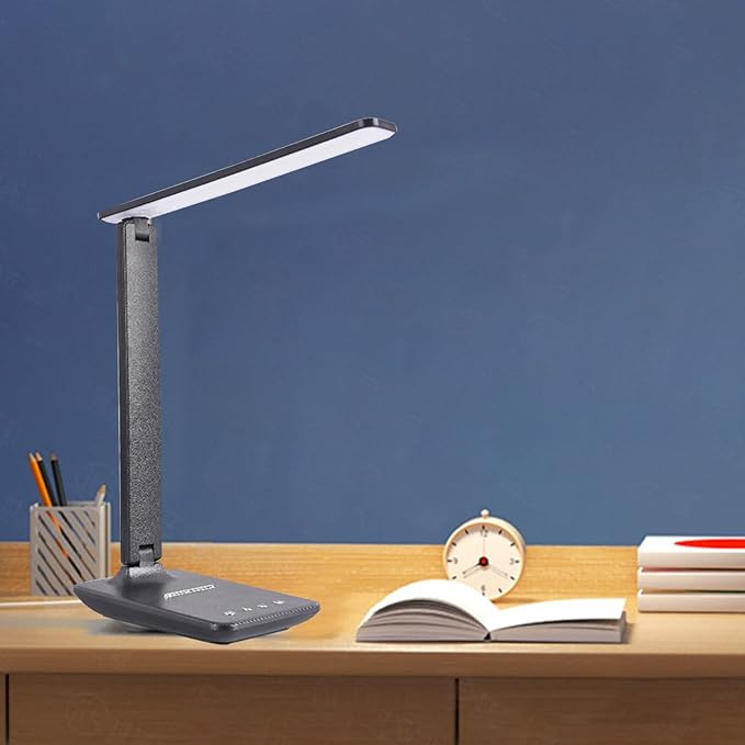 BAFOVY Eye Caring Table Lamp, 180 Adjustable Rotating Foldable Desk Lamp with USB C Charging Port, 5 Color Temperatures 5 Dimming Levels (Black)