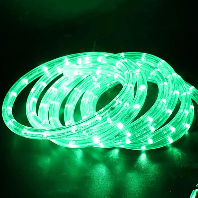 2-Wire Waterproof 1/2" LED Rope Light Kit, 110V-120V PVC 30 LED/M Tube Lights Strip for Background, Outdoor, Christmas, Home Decoration (6.6ft/2m, Green)