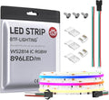 BTF-LIGHTING FCOB COB LED Strip WS2814 IC RGBW 3000K Flexible High Density Color Chasing Uniform Light 9.8FT DC24V 896LED/m 16IC/m 12mm Width for Home DIY Lighting Projects(No Adapter or Controller)