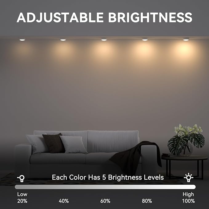 LED Puck Lights with Remote Control, Under Cabinet Lighting Stick on Tap/Push Lights, Battery Operated Closet Lights, Wireless Led Wall Light for Bedroom, Under Counter Light for Kitchen,2 Pack